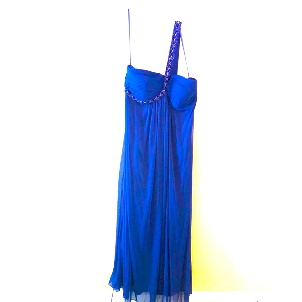 Xscape Joanna Chen plus size 16 W  brilliant blue beaded evening gown